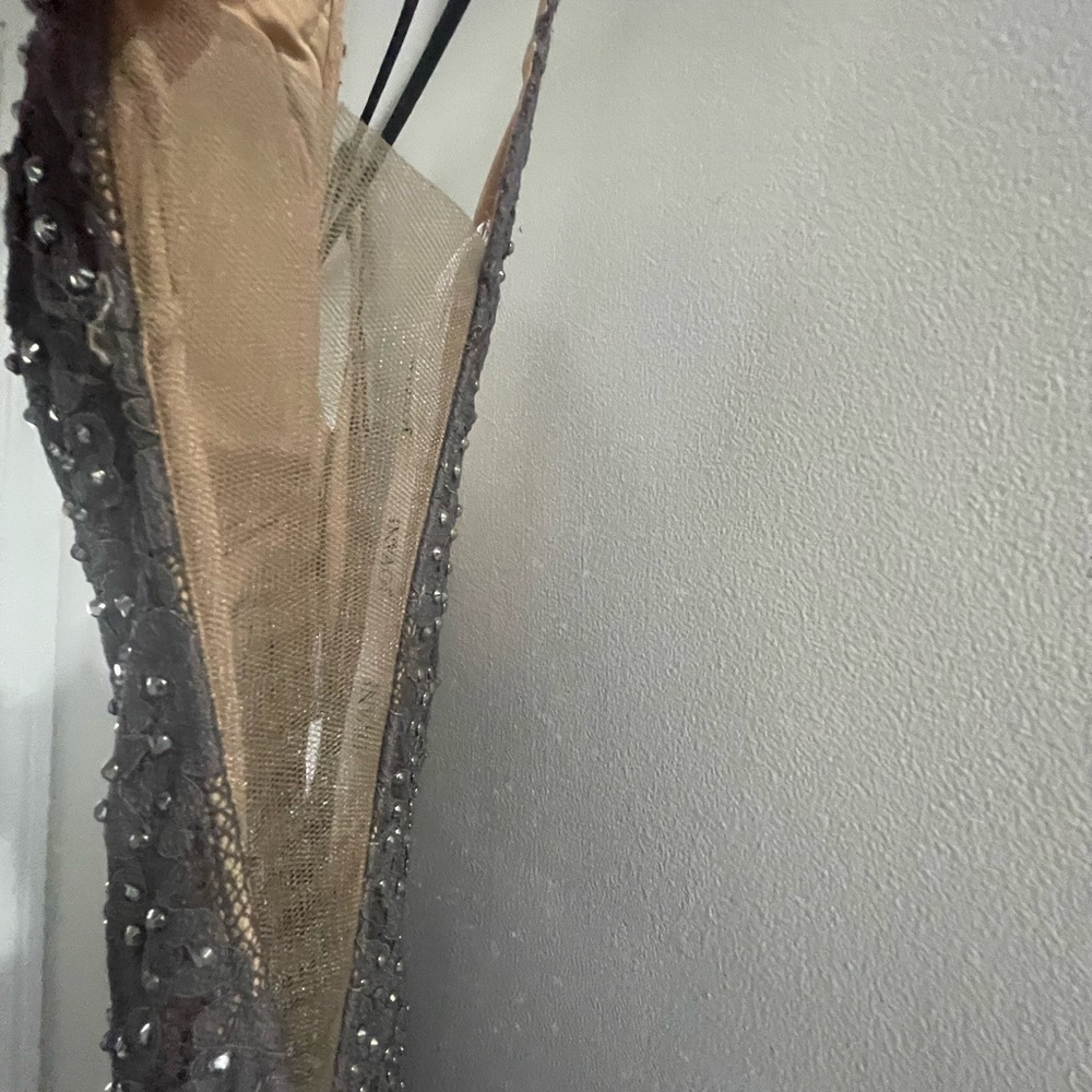 BEADED LACE FITTED SLEEVELESS GOWN BY JOVANI 48994 - Picture 5 of 16